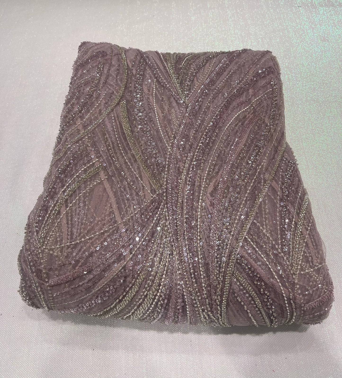 Blush Pink Sequins & Cutdana Net