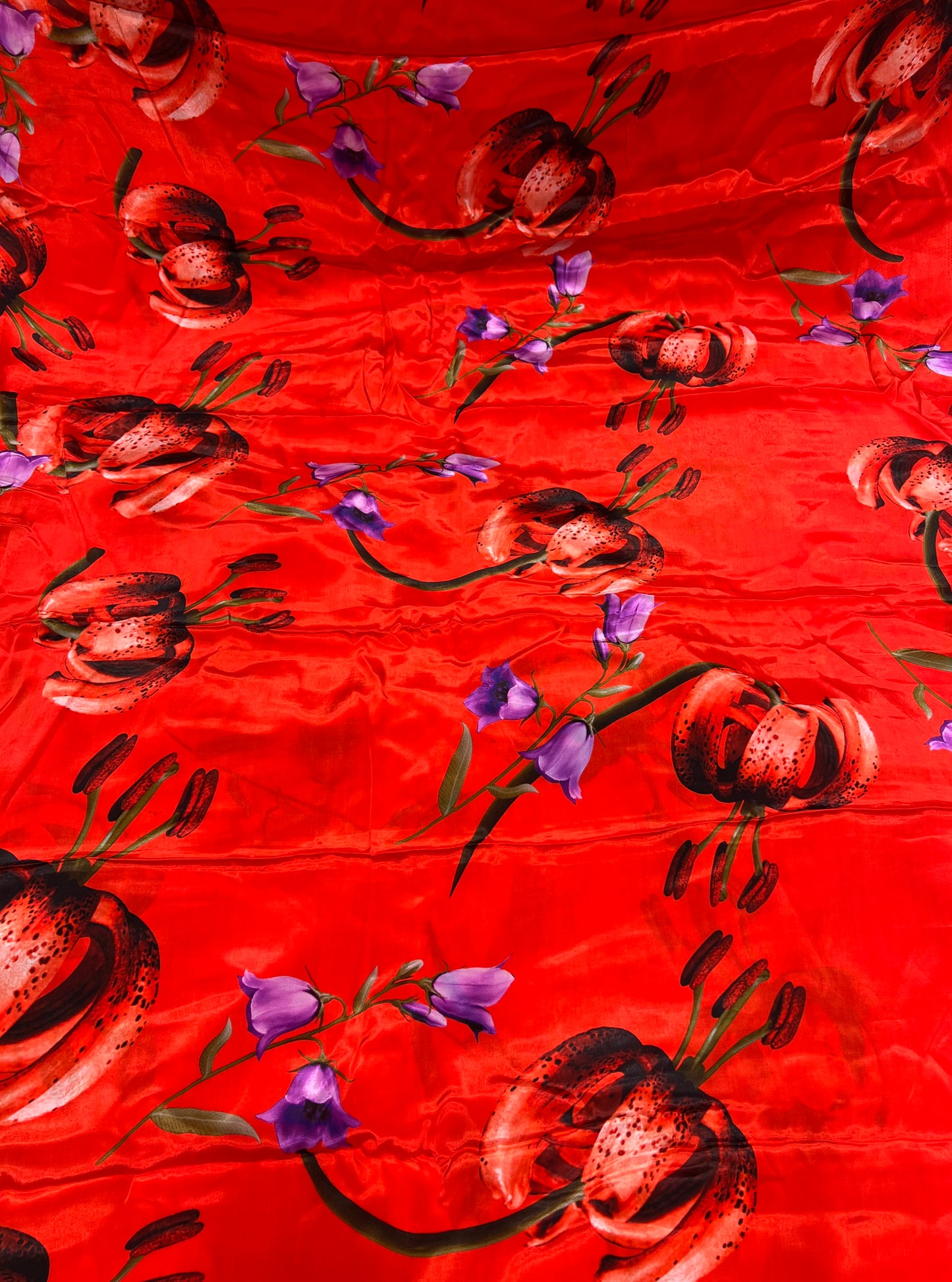 Red Lily Floral Viscose Crepe ₹450/- per meter