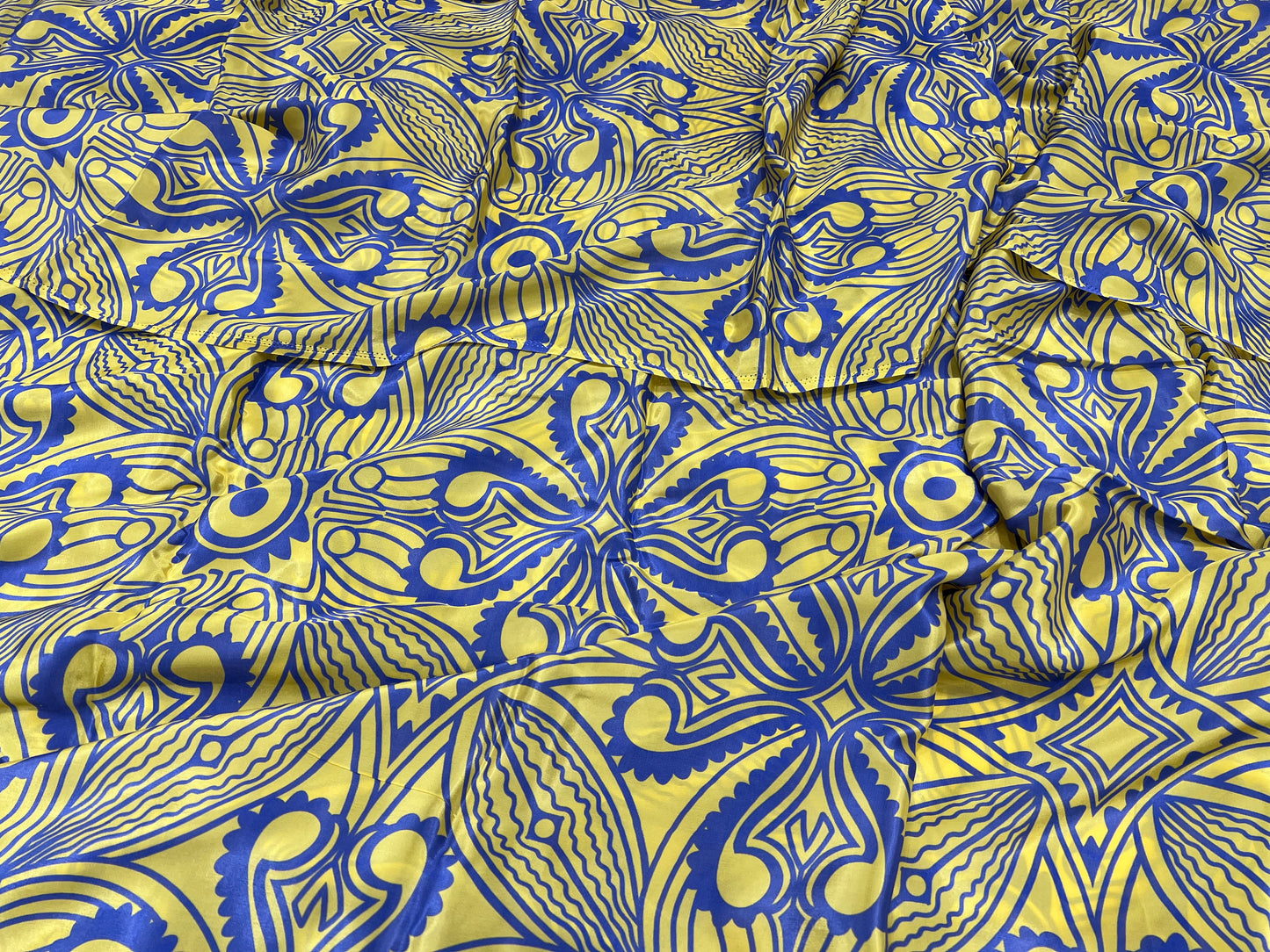 Royal Yellow Swirl Viscose Crepe ₹450/- per meter