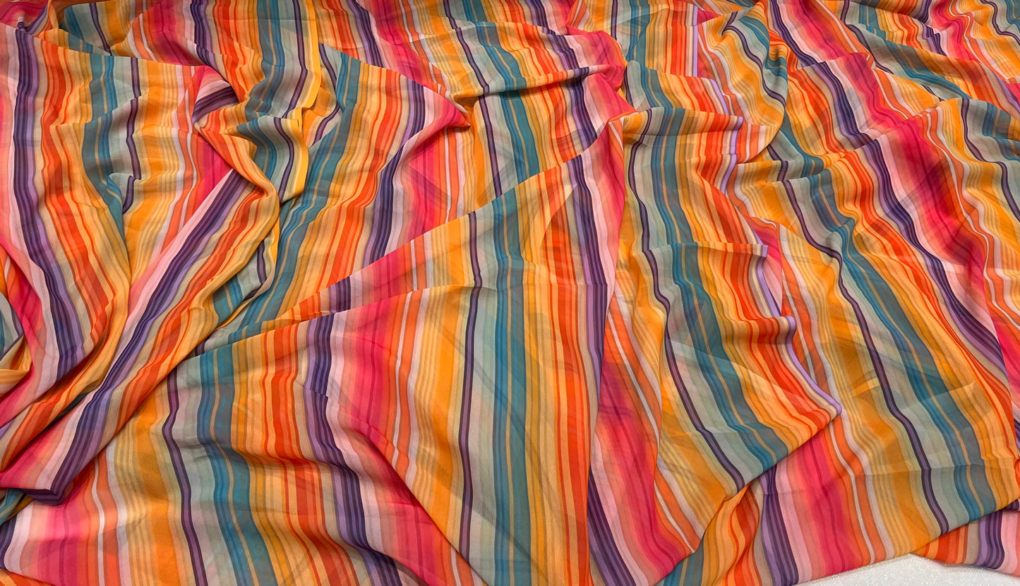 Multi Stripe Poly Georgette ₹250 per meter