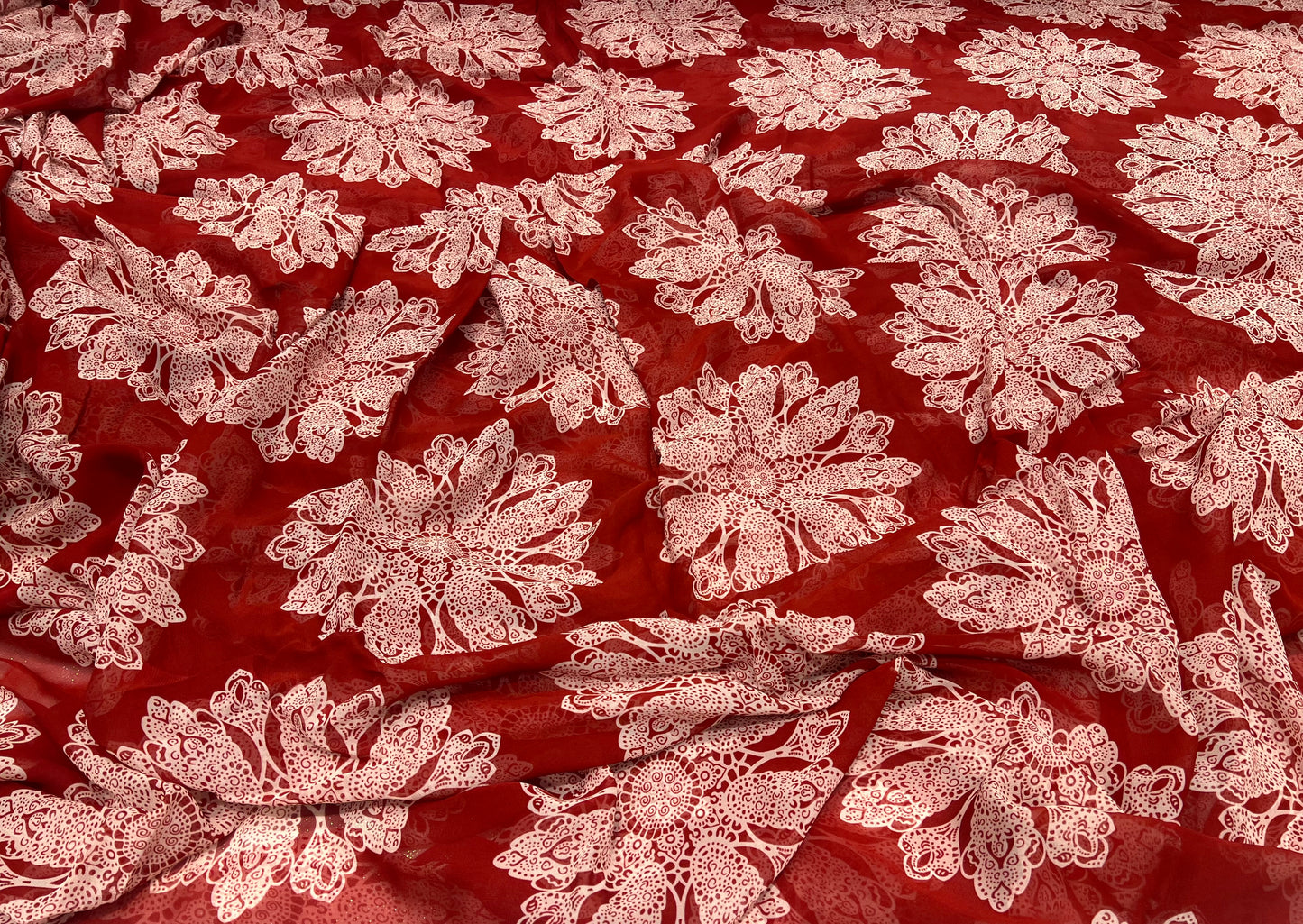 Maroon Floral Doily Viscose Georgette ₹380 per meter