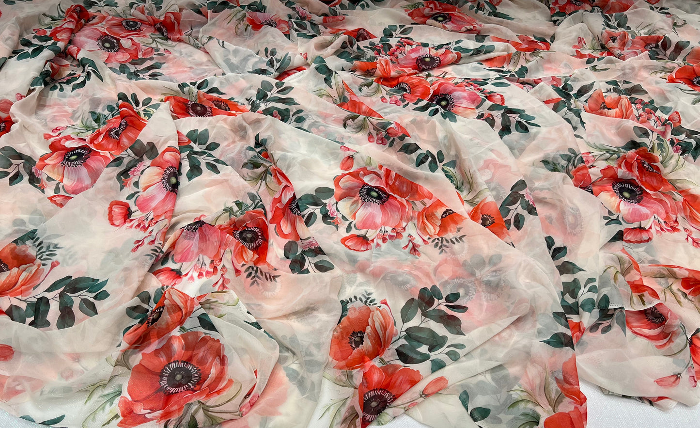 Crimson Bloom Viscos Georgette ₹380 per meter