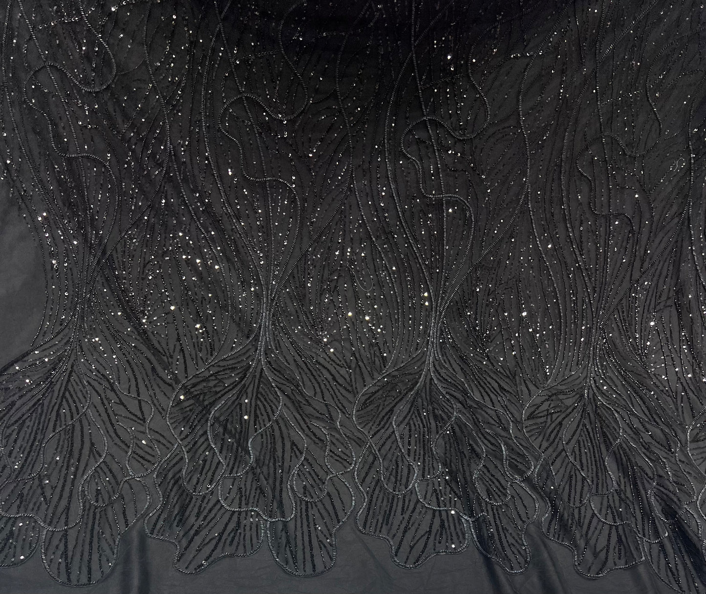 Charcoal Cutdana Embroidered Net ₹2250/per meter