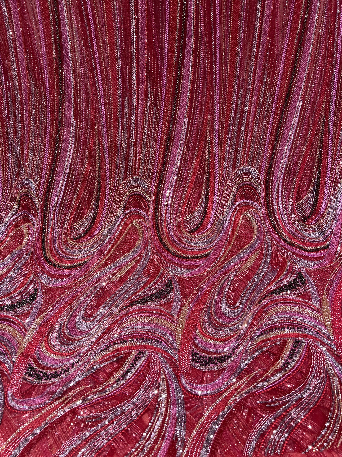 Cherry Cutdana Swirl Embroidered Net ₹3950/per meter