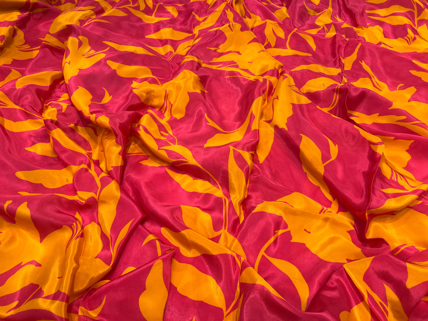 Fuchsia Pink Hibiscus Viscose Crepe ₹450/- per meter