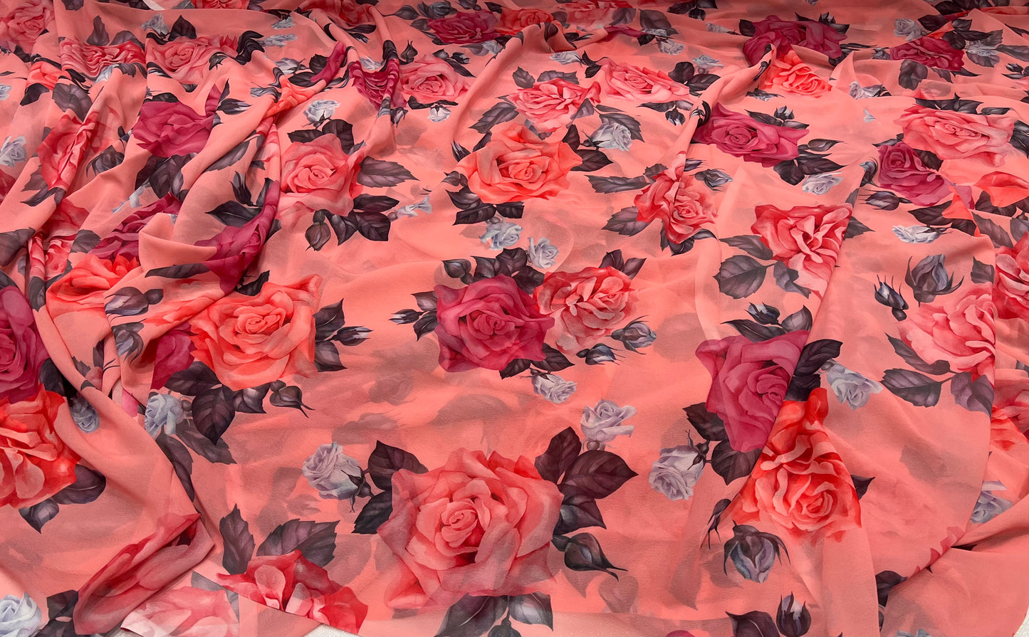 Rose Ember Poly Georgette ₹250 per meter