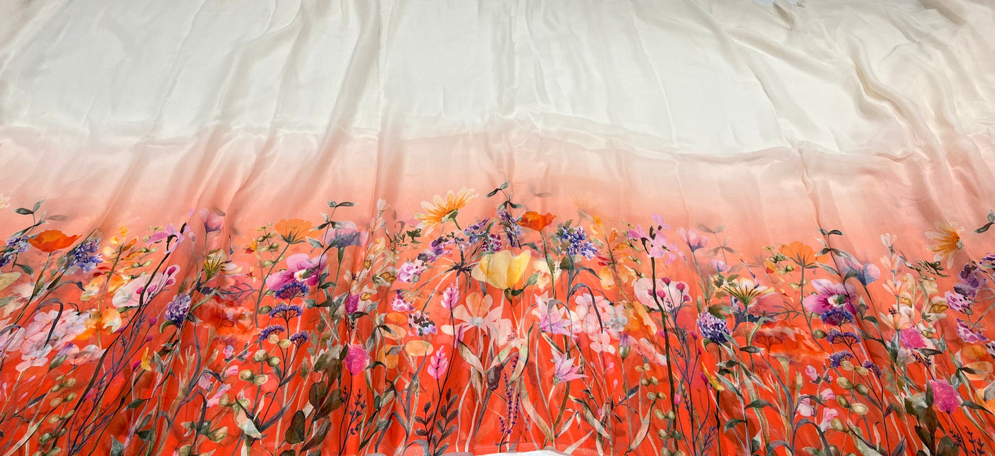 Peach Ombre Floral Viscose Georgette ₹380 per meter