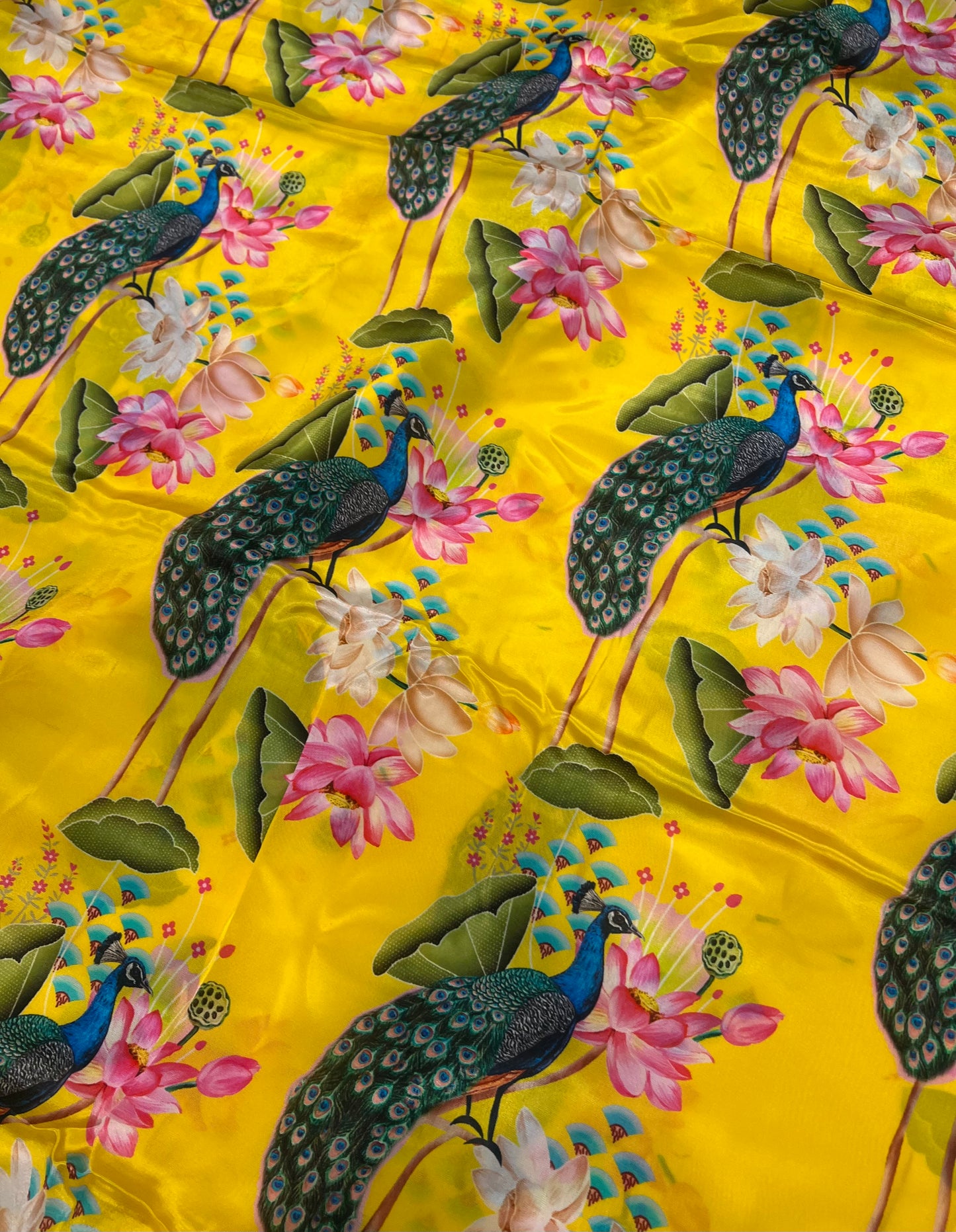 Peacock & Lotus Viscose Crepe ₹450/- per meter