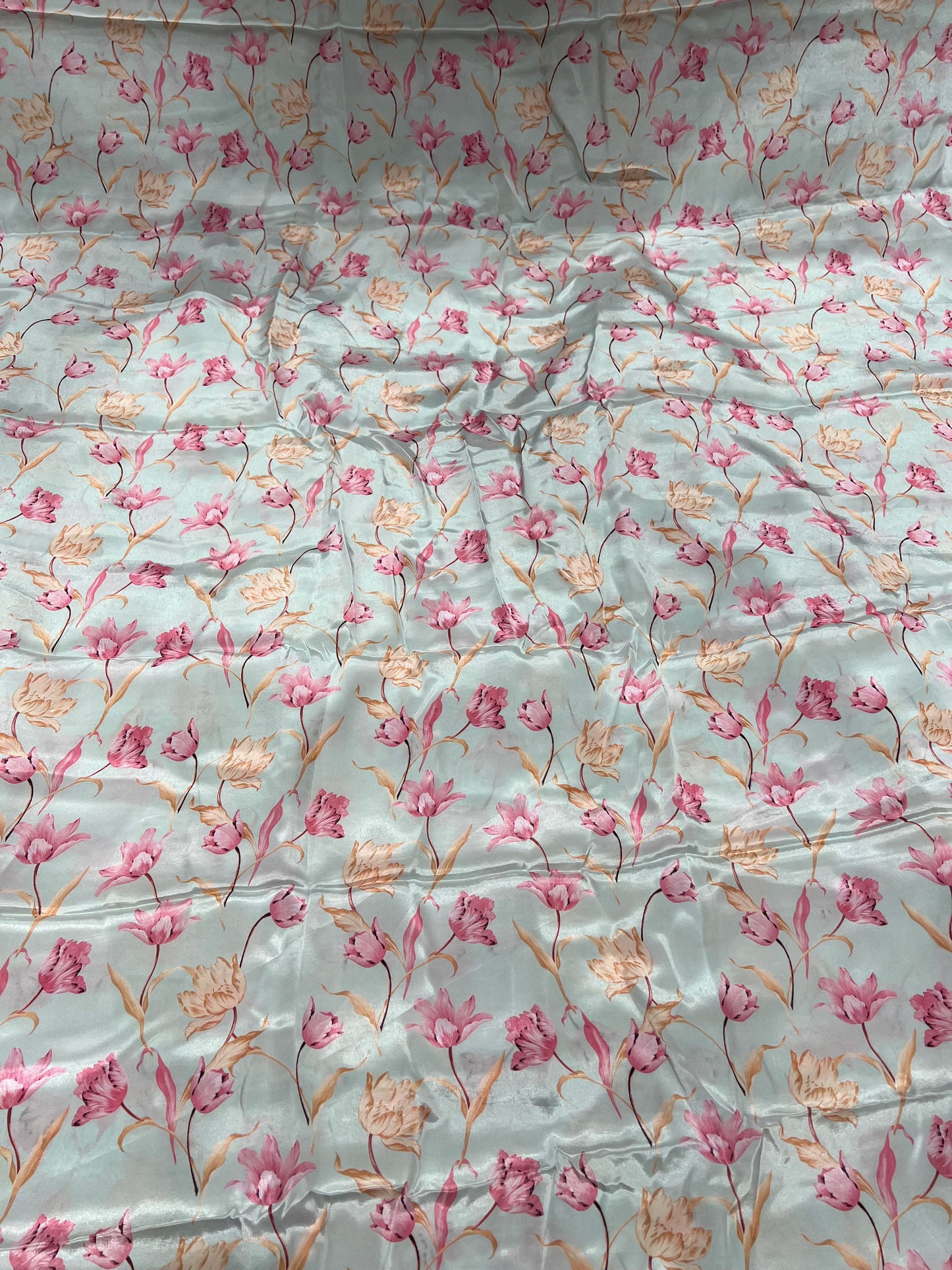 Sky Blue Blossom Viscose Crepe ₹450/- per meter