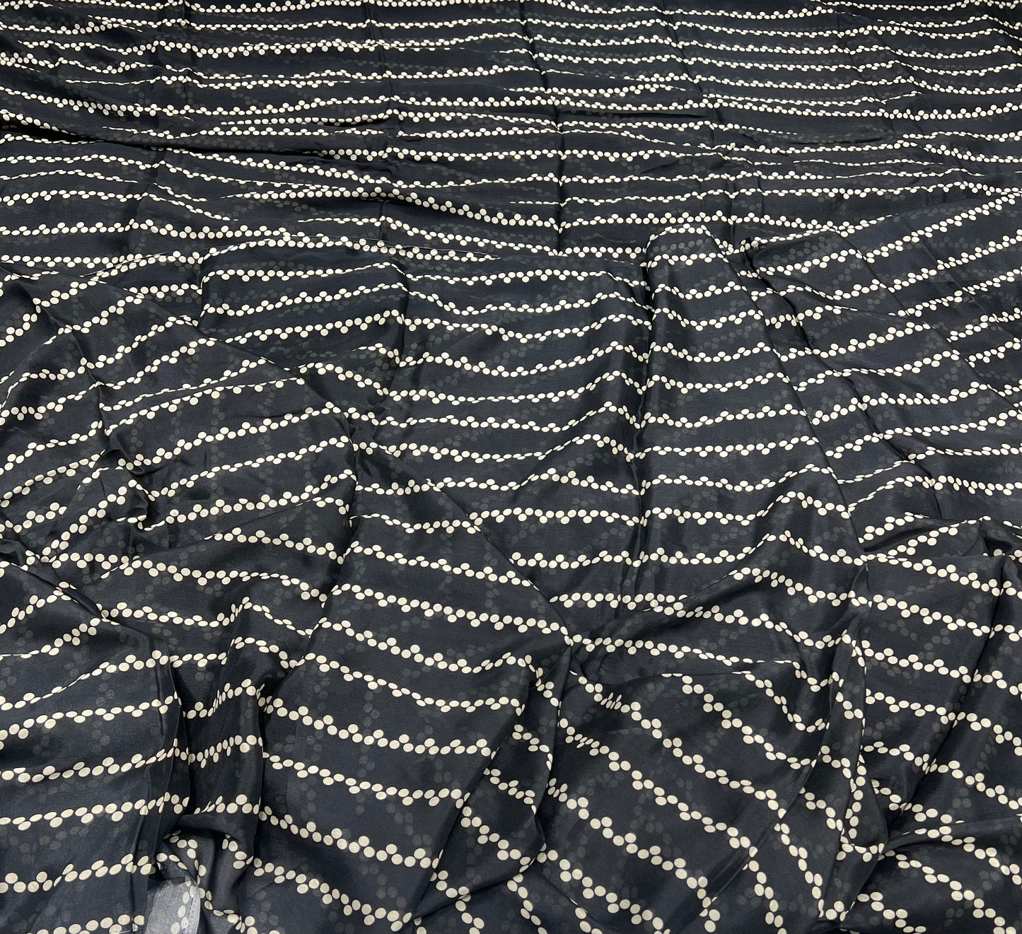 Black Dot Trail Silk Chinon ₹380/- per meter
