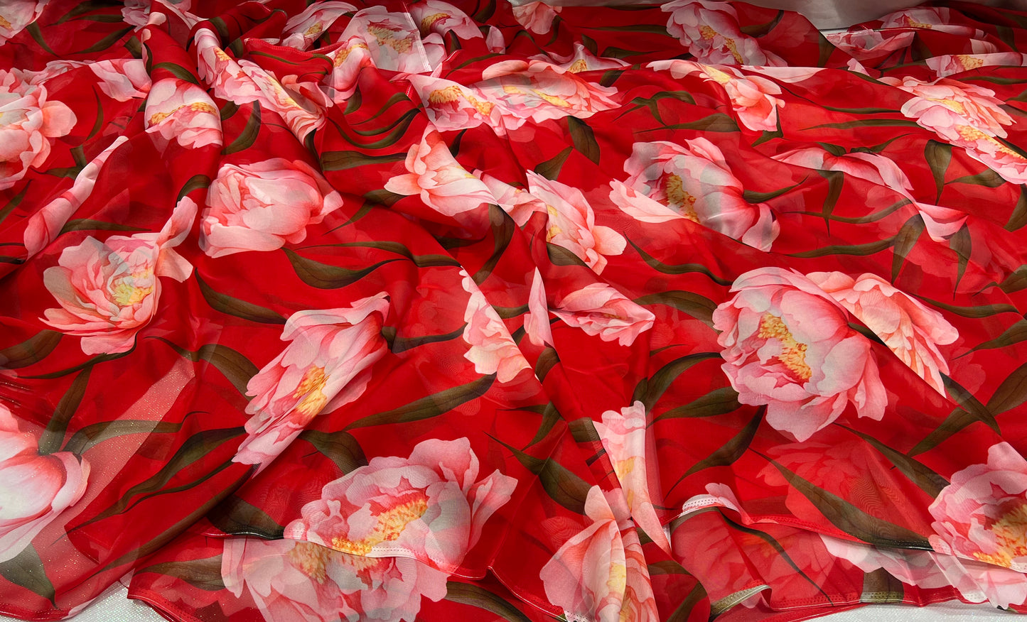Scarlet Bloom Viscose Organza ₹450 per meter