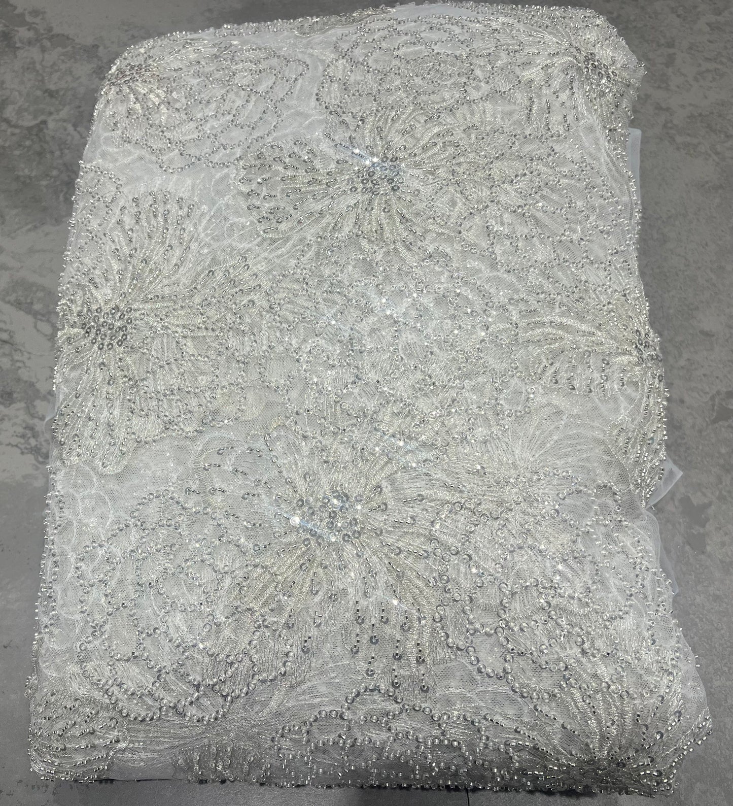 Phantom Pearl White Cut dana & Sequin Net ₹2850/per meter