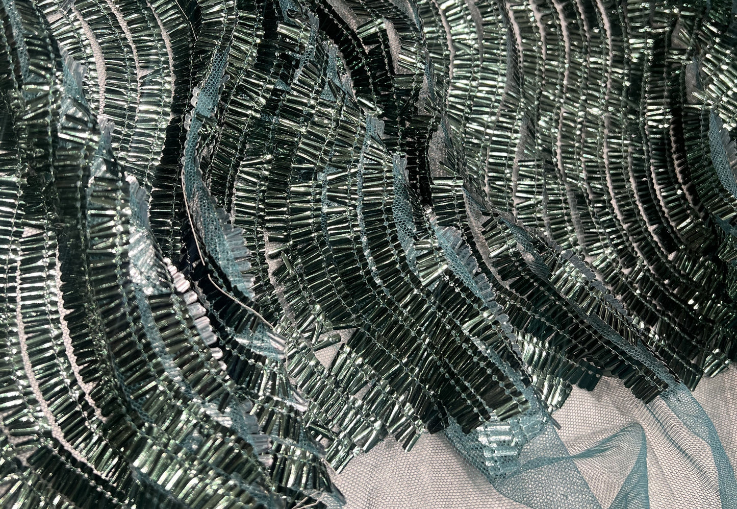 Bottle Green Bling Embroidered Net ₹1850/per meter