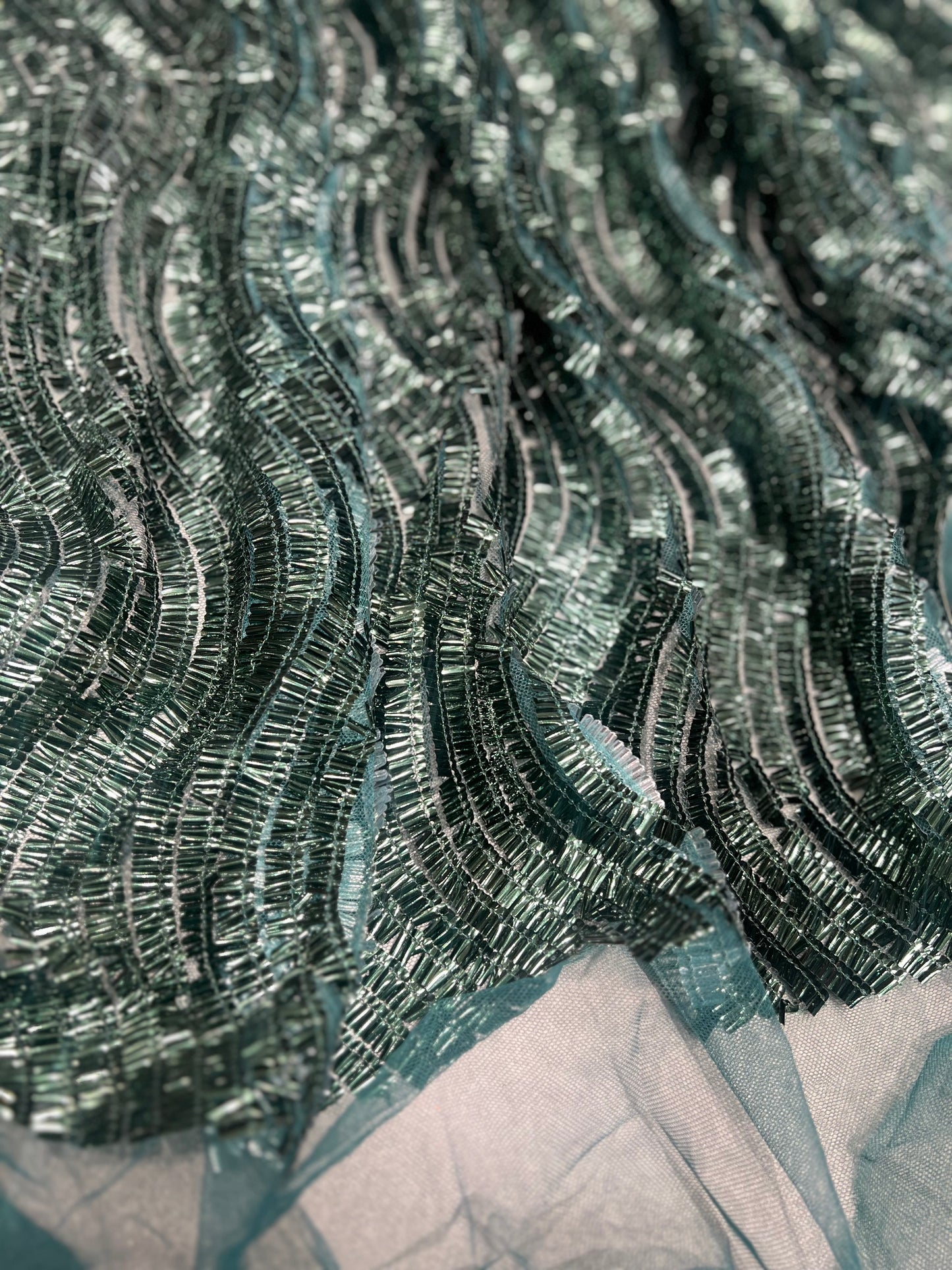Bottle Green Bling Embroidered Net ₹1850/per meter