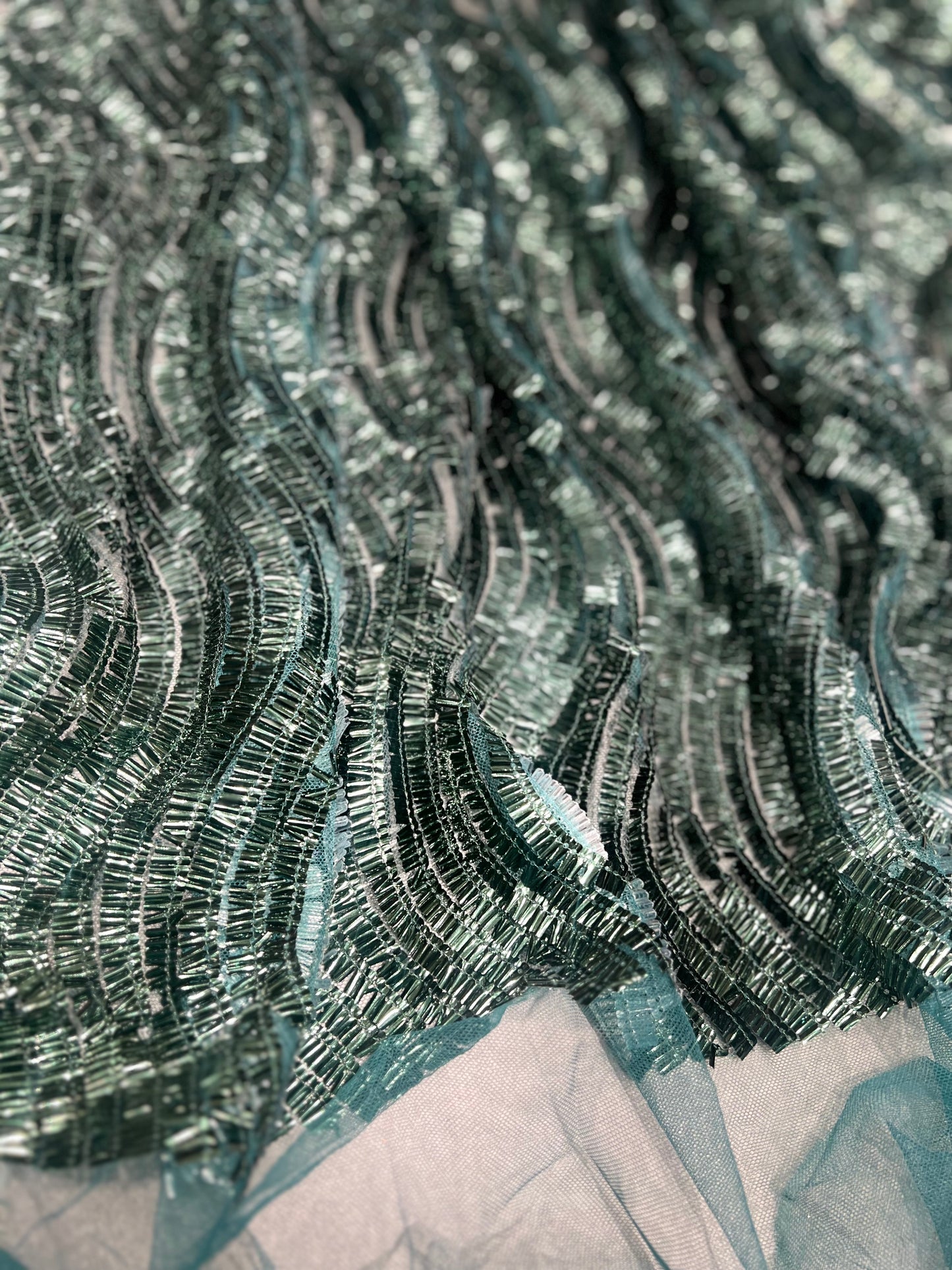 Bottle Green Bling Embroidered Net ₹1850/per meter