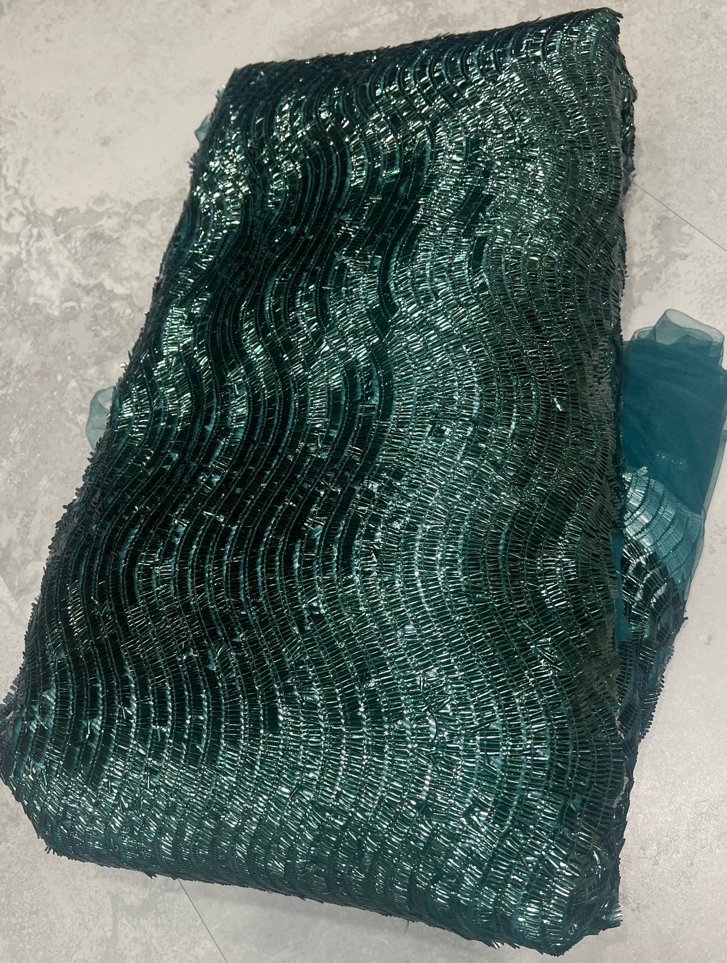 Bottle Green Bling Embroidered Net ₹1850/per meter