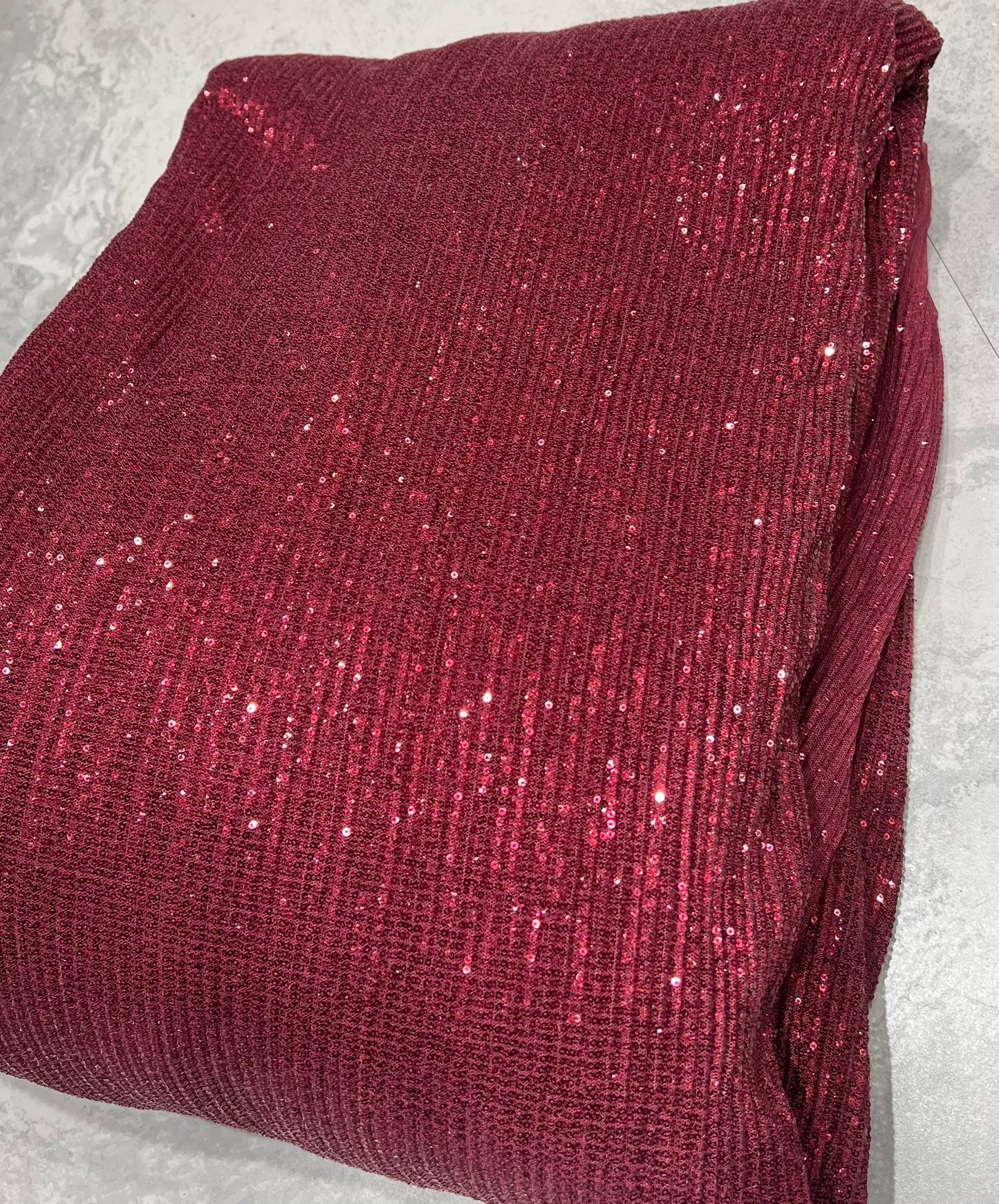 Micro Sequins Lycra Net- Maroon ₹1150/ per meter