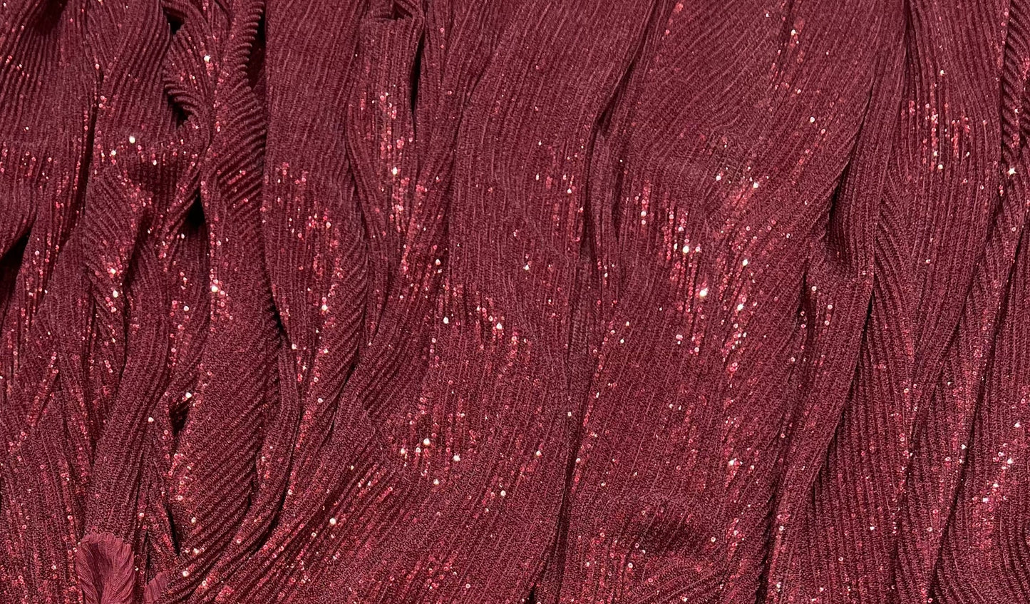 Micro Sequins Lycra Net- Maroon ₹1150/ per meter