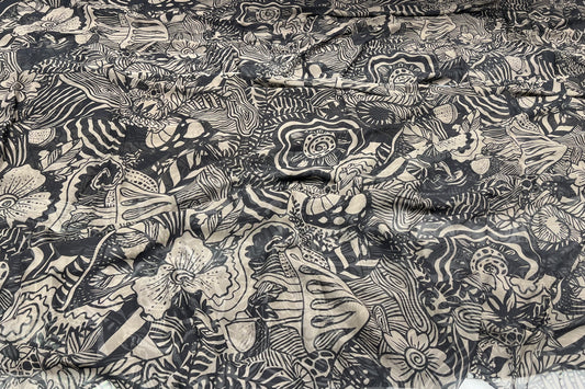Monochrome Tribal Sketch Viscose Georgette ₹380 per meter