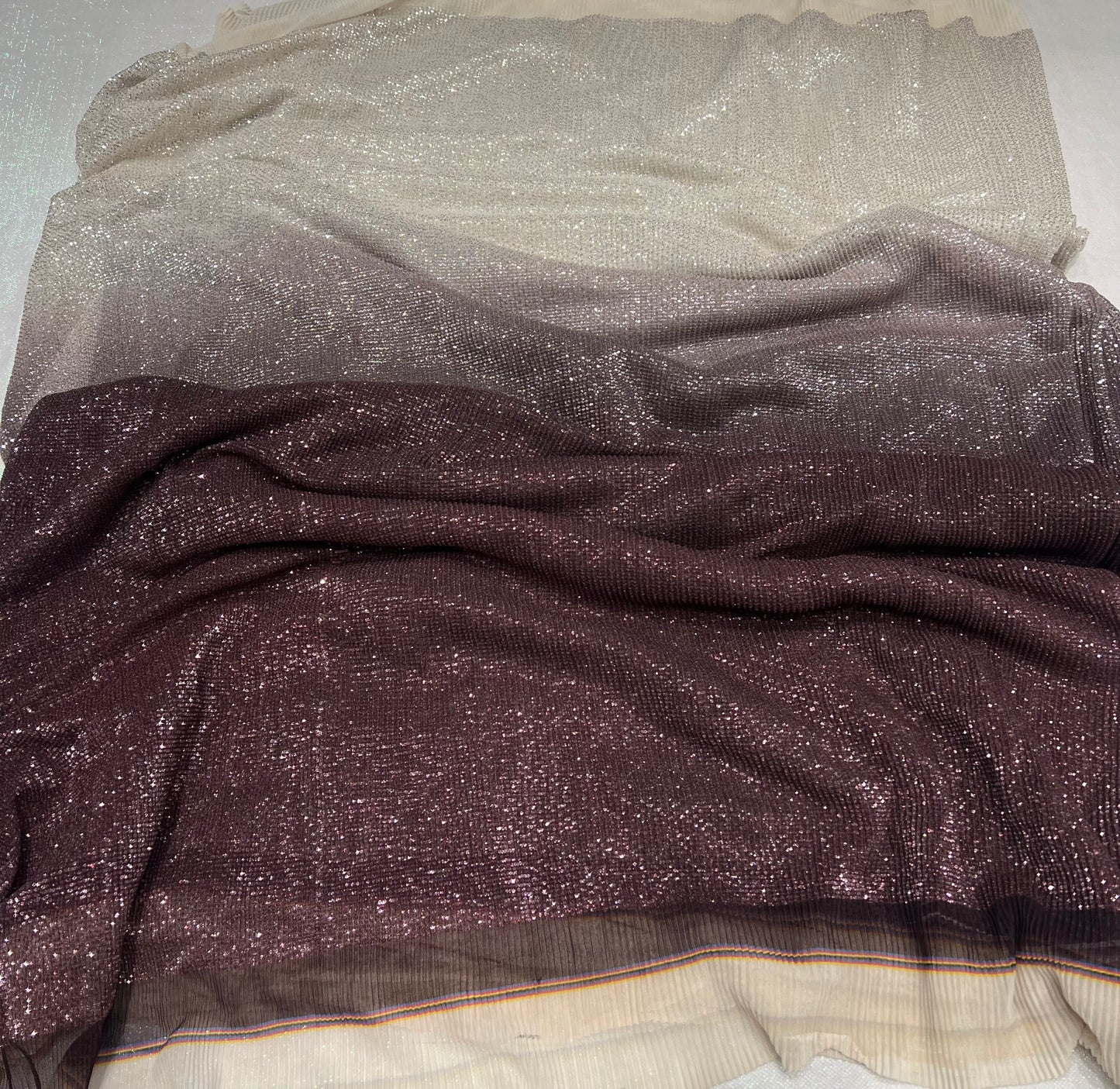 Maroon Ombre Micro Sequins Net