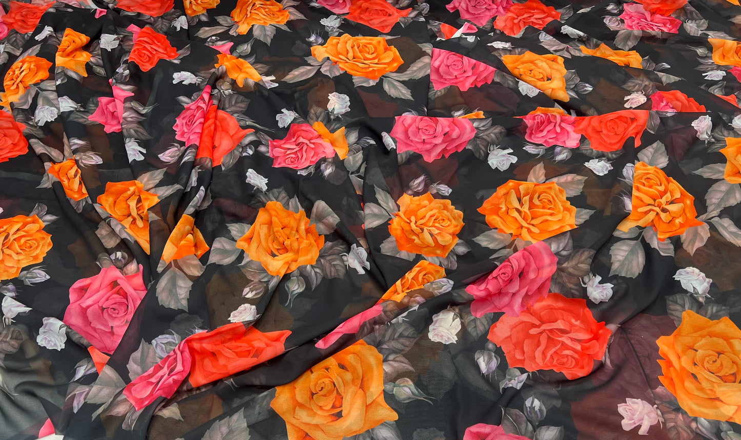 Noir Bloom Poly Georgette ₹250 per meter