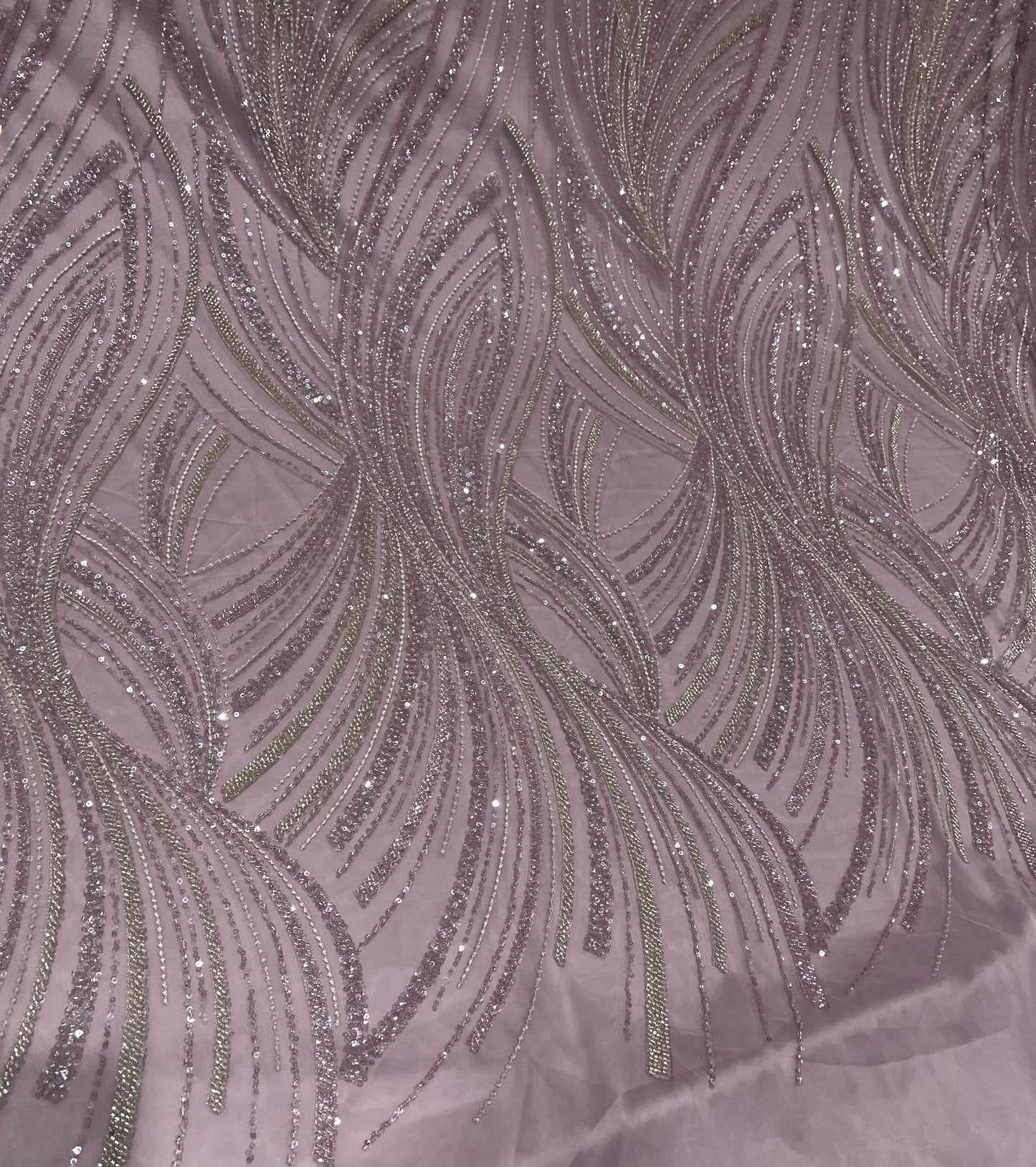 Blush Pink Sequins & Cutdana Net