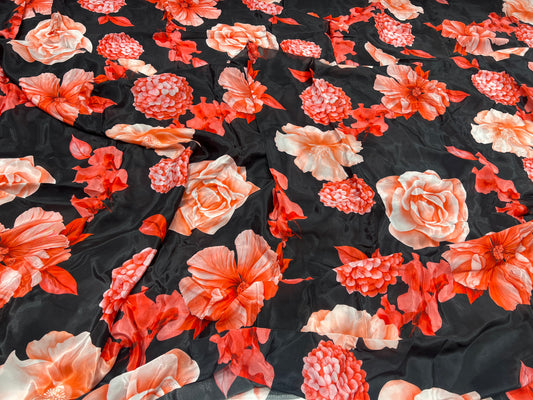 Crimson & Black Viscose Crepe ₹450/- per meter
