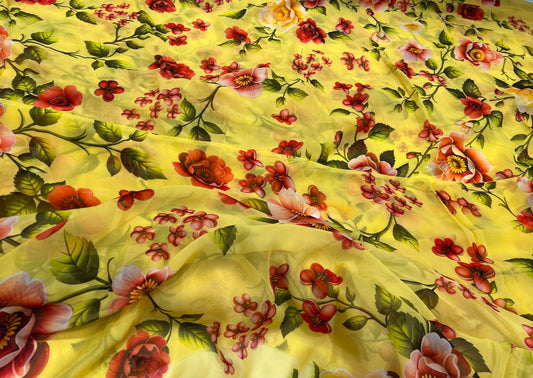 Sunny Garden Rose Viscose Georgette ₹380 per meter