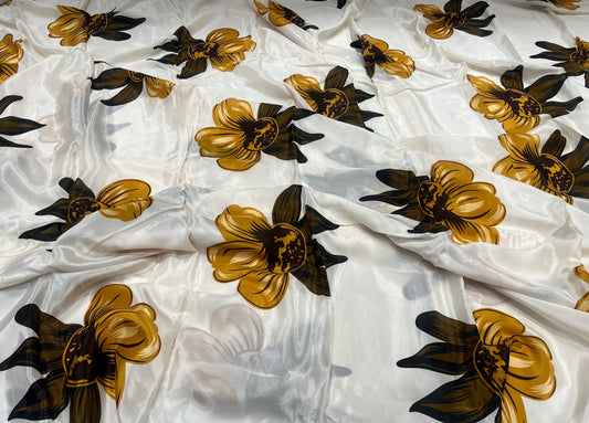 Mustard Bloom Viscose Crepe ₹450/- per meter
