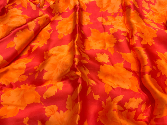 Red- Orange Floral Burst Satin Organza ₹550/- per meter