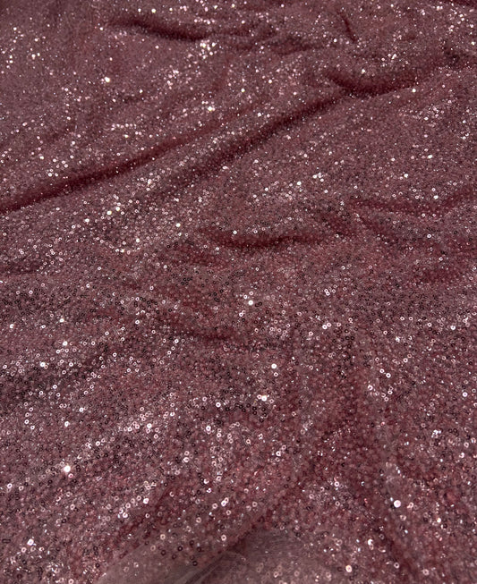 Blush Peach Micro Sequins and Cutdana Hand Work Net