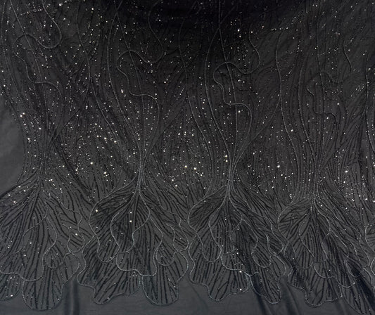 Charcoal Cutdana Embroidered Net ₹2250/per meter