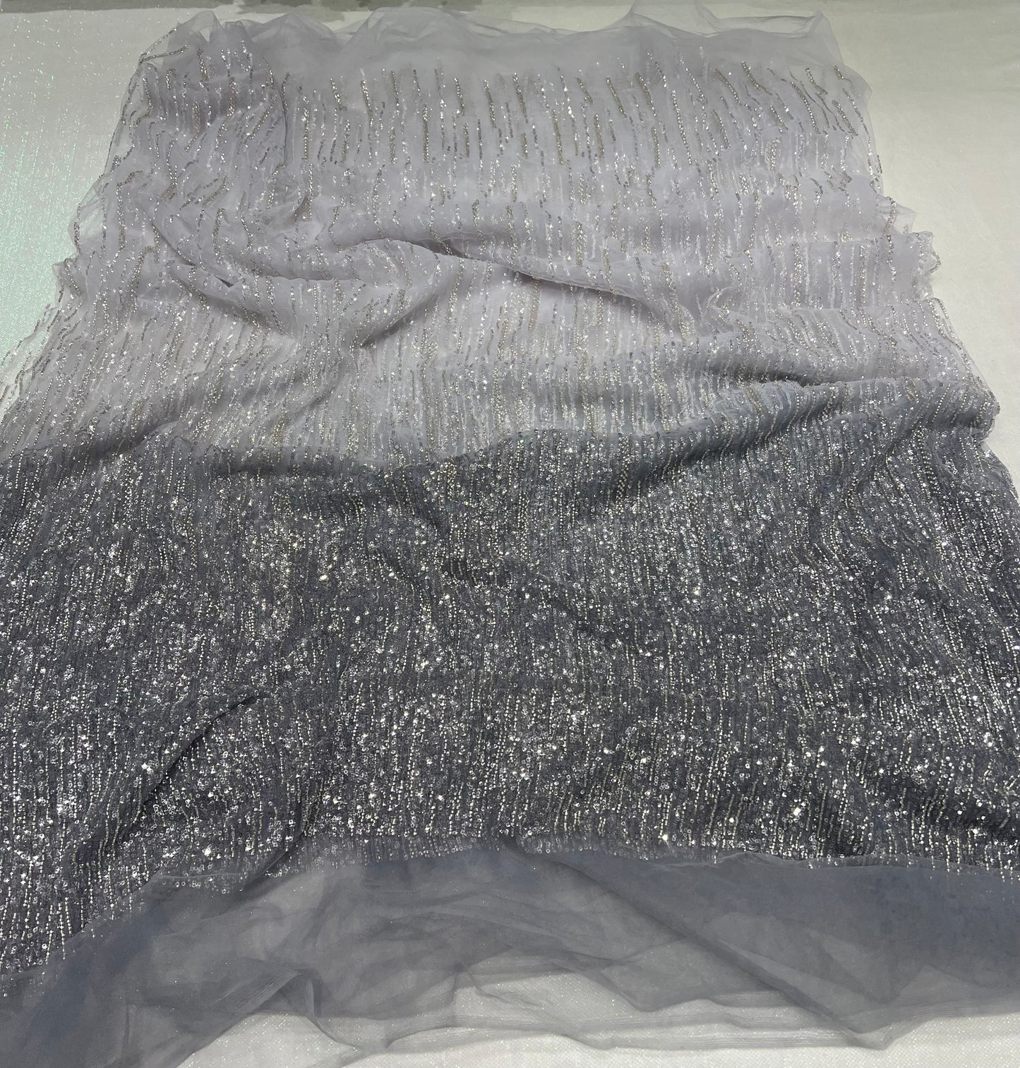 Raindrop Ombre Cutdana Hand Embroidered Net