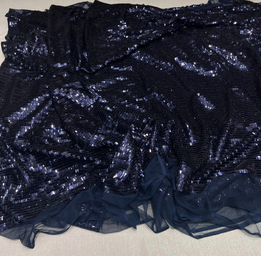 Electric Blue Linear Luxe Sequin Net