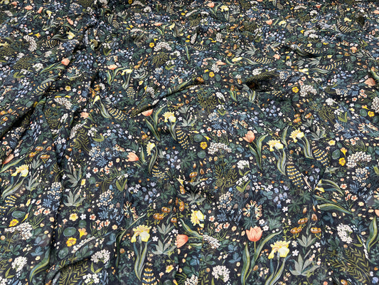 Enchanted Garden Dark Floral Viscos Georgette ₹380 per meter