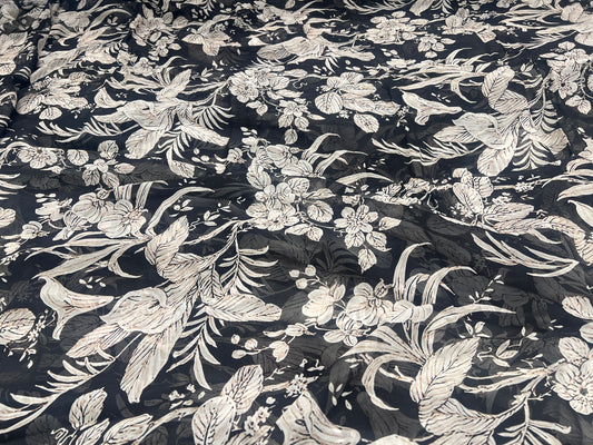Black Leafy Viscose Georgette ₹380 per meter