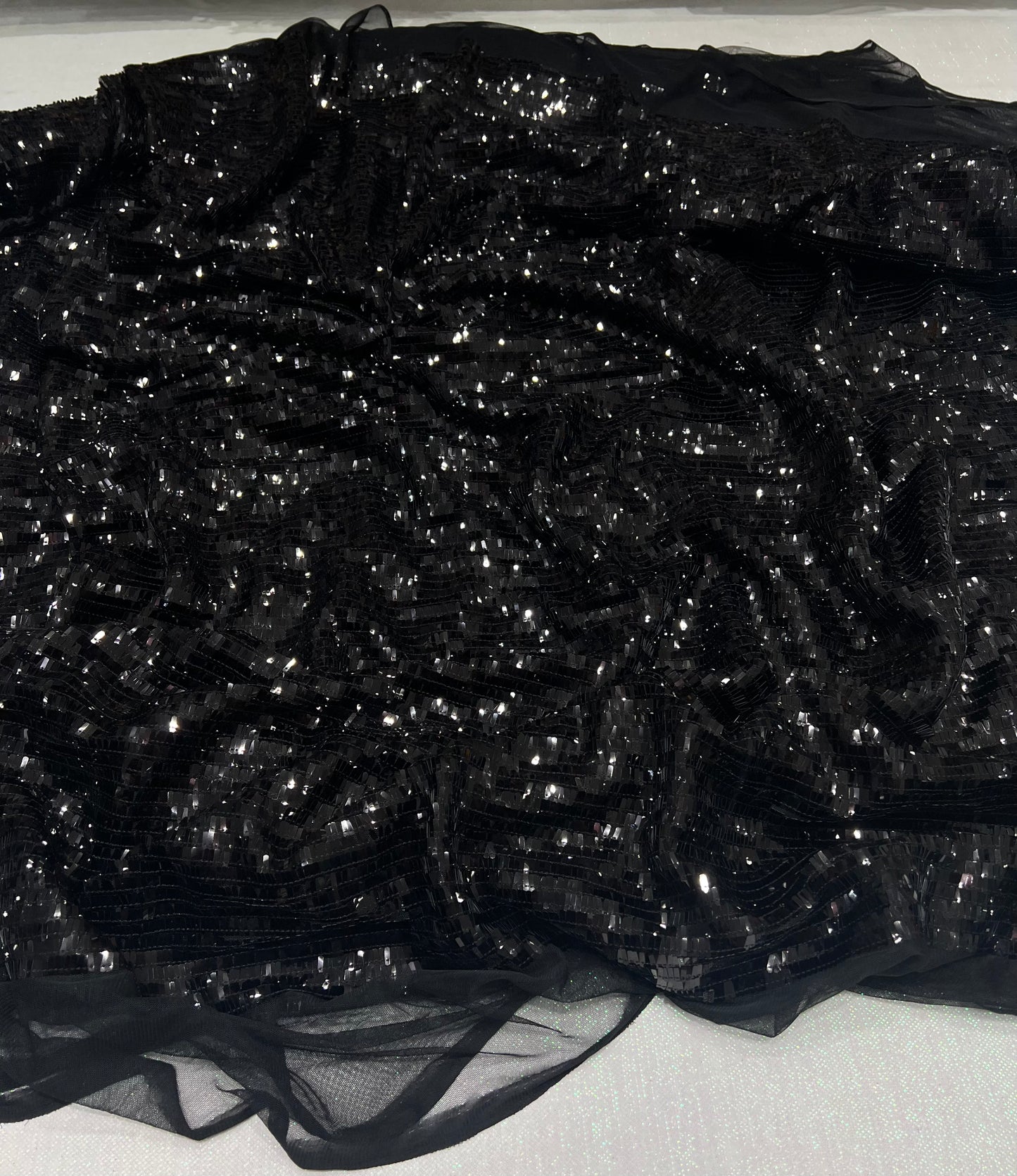 Black Linear Luxe Sequin Net