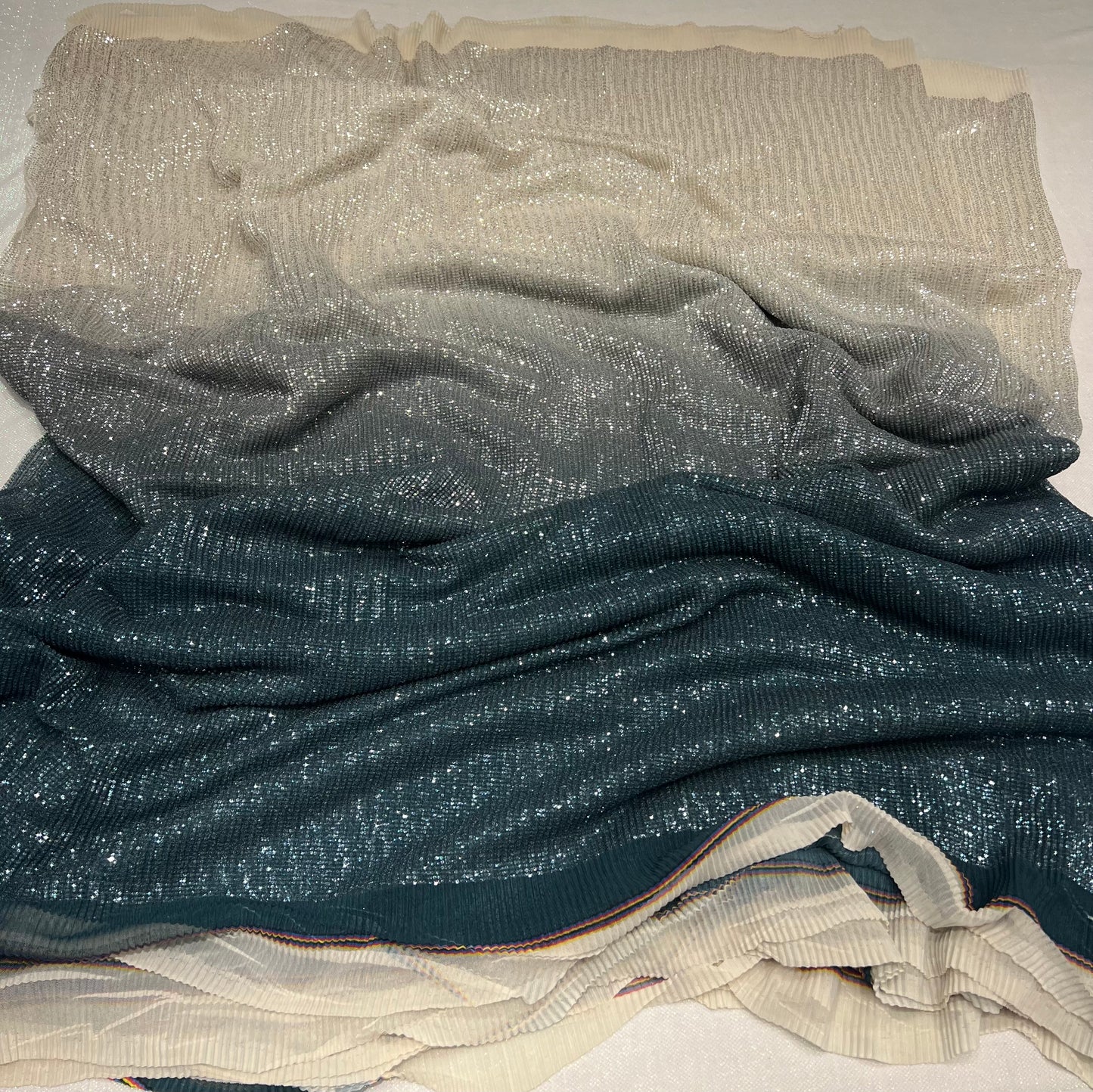 Green Ombre Micro Sequins Net