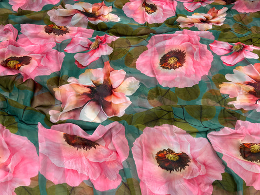 Olive Blush Viscose Organza ₹450 per meter