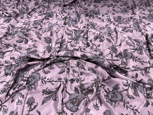 Lavender Black Floral Viscose Crepe ₹450/- per meter
