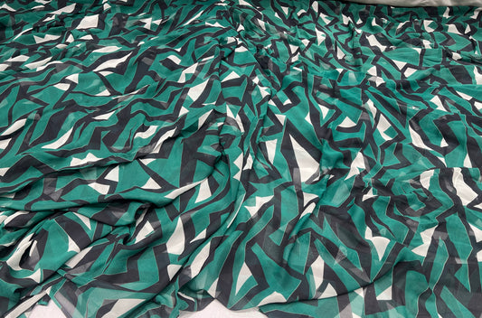 Emerald Geometric Viscose Georgette ₹380 per meter