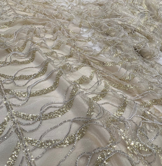 Beige Gold String Hand Work Net