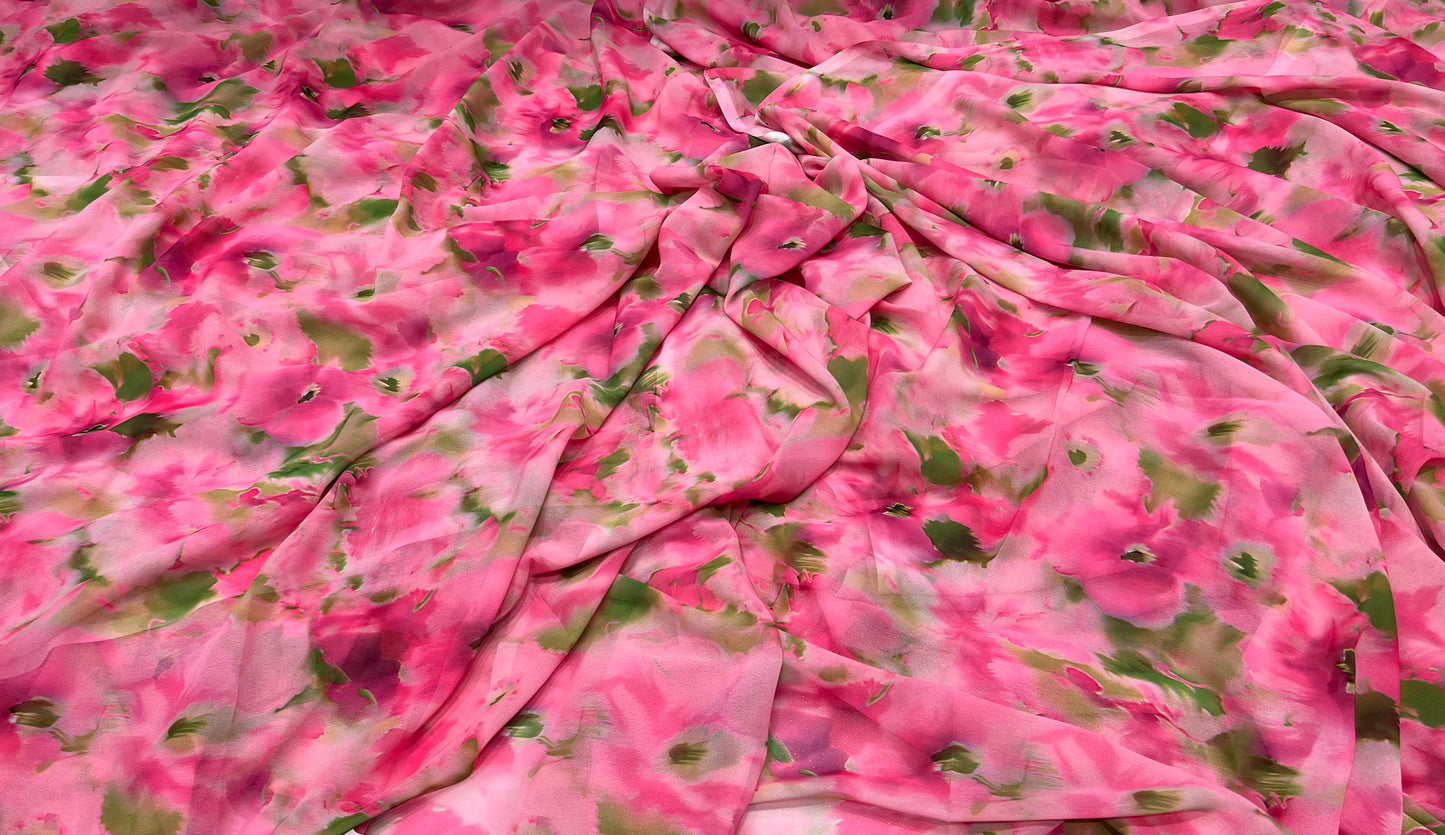 Pink Garden Poly Georgette ₹250 per meter