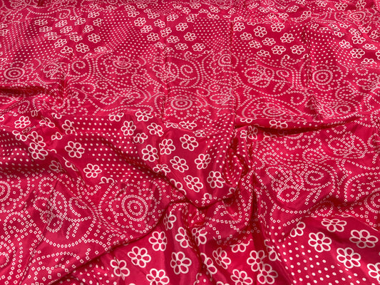 Rani Pink Bandhani Viscose Crepe ₹450/- per meter