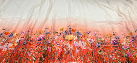 Peach Ombre Floral Viscose Georgette ₹380 per meter