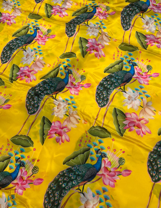 Peacock & Lotus Viscose Crepe ₹450/- per meter