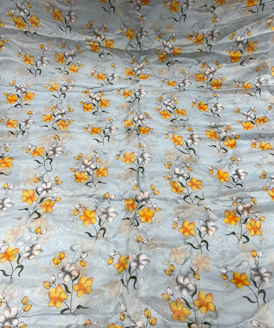 Blue Blossom Trail Viscose Organza ₹450 per meter