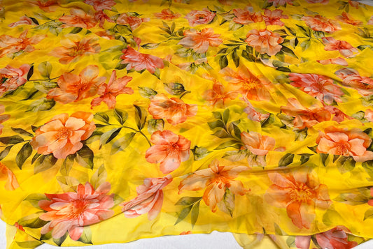 Sunlit Peach Floral Viscose Georgette ₹380 per meter