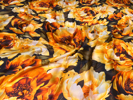 Golden Sunflower Glow Satin Organza ₹550/- per meter