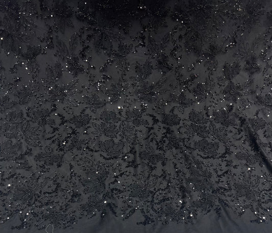 Shadow Black Cutdana & Sequins Embroidered Net ₹2250/per meter